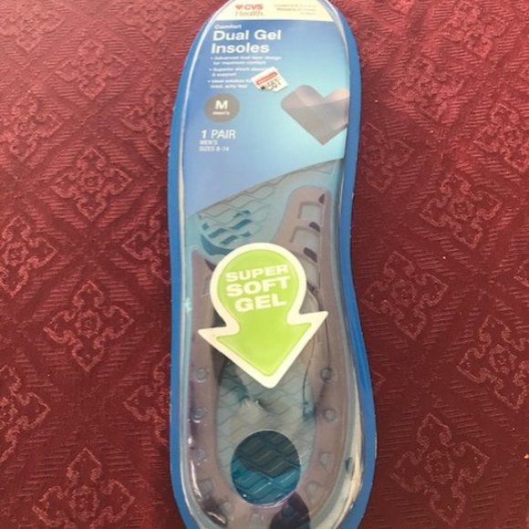 CVS Health Comfort Dual Gel Insoles Men's Size 8-14 (1 pair) Medium New Sealed - Picture 1 of 3